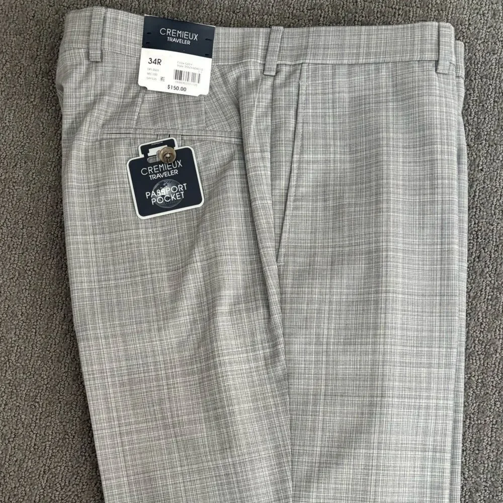 NWT Daniel Cremieux Light Gray Checkered Pants